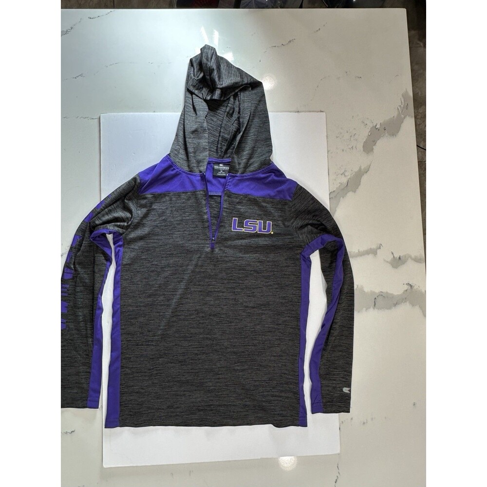LSU Tigers Shirt Youth M Purple Long Sleeve Performance Tee With Hood  Colosseum